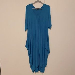 Antthony Teal Dress with unique silhouette